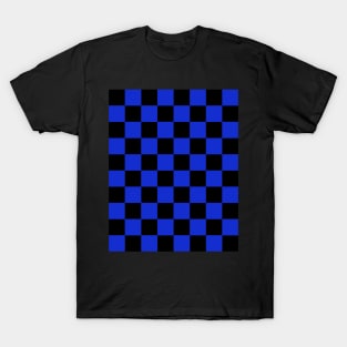 Medium Blue and Black Chessboard Pattern T-Shirt